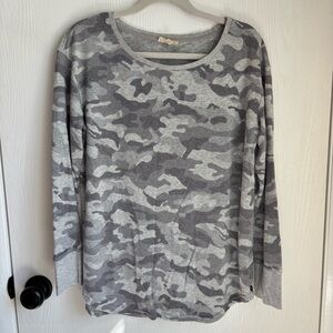 Jane and Delancey Gray Camouflage Top